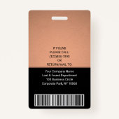 従業員の写真ID QRバーコードあなたのロゴ銅 バッジ (裏面)