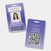 従業員の写真ID QRバーコードロゴ紫アーク バッジ (表裏)