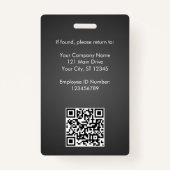 従業員の写真QRコードビジネスロゴ灰色ID バッジ (裏面)
