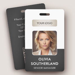 従業員の写真QRコードビジネスロゴ灰色ID バッジ