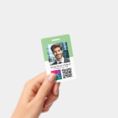 従業員の写真QRコード会社ロゴ名タグ バッジ (手持ち)