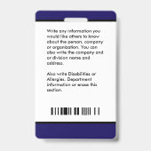 従業員の医療写真ID個人用バッジ バッジ (裏面)