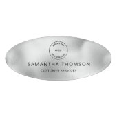 従業員の役職のロゴシルバーきらめく 名札 (正面)