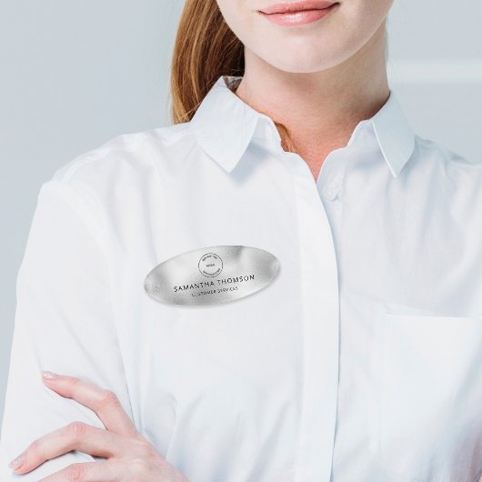 従業員の役職のロゴシルバーきらめく 名札