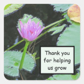 従業員の感謝ピンクの水リリーありがとう スクエアシール (正面)