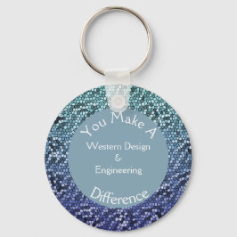 従業員の感謝モザイク青いタイルありがとう キーホルダー