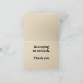 従業員の感謝Thank You Railroad Tracks カード (内部)