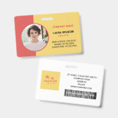 従業員の横型フォトIDバッジ バッジ (正面＆裏面)