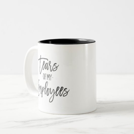 従業員の涙ボスコーヒーギフトおもしろいマグ ツートーンマグカップ (正面左)