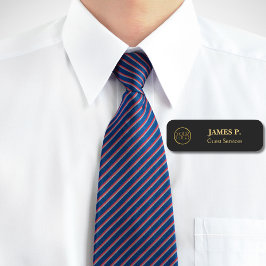 従業員の磁気安全ピンブラック金ゴールドロゴカート 名札