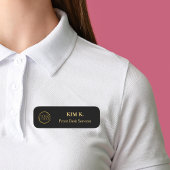 従業員の磁気安全ピンブラック金ゴールドロゴカート 名札