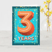 従業員の記念日3年 – はっきりした数値 カード (黄色い花)