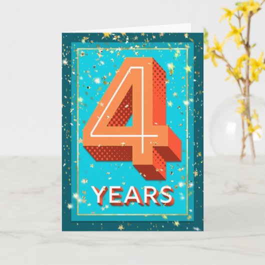 従業員の記念日4年 – はっきりした数値 カード (黄色い花)