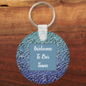 従業員ウェルカムブルーモザイクビジネスチーム キーホルダー (正面)