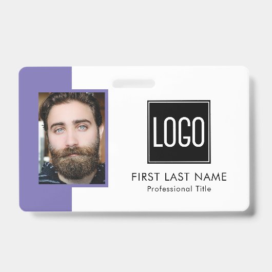 従業員オフィスID | 紫色のロゴの写真 バッジ (表面)