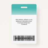 従業員カスタムのフォトグラデーションターコイズ バッジ (裏面)