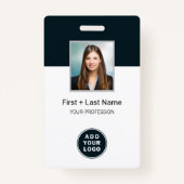 従業員カスタムのフォトバーコードとロゴ名 バッジ (正面)