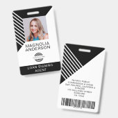 従業員カスタムのフォトロゴのバーコード名バッジ バッジ (正面&裏面)