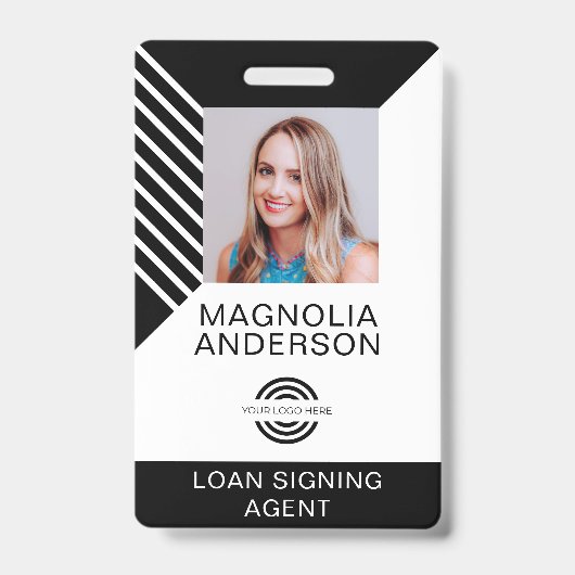 従業員カスタムのフォトロゴのバーコード名バッジ バッジ (正面)