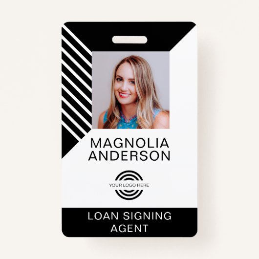 従業員カスタムのフォトロゴのバーコード名バッジ バッジ (正面)