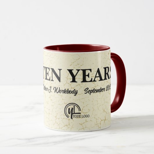 従業員カスタムのマイルストーン長寿記念日mu マグカップ (正面右)