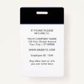 従業員カスタムの写真とロゴ付き黒IDバッジ バッジ (裏面)