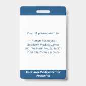 従業員カスタムの写真の青い白い医療ID バッジ (裏面)