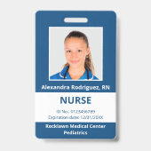 従業員カスタムの写真の青い白い医療ID バッジ (正面)