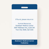 従業員カスタムの写真の青い白い医療ID バッジ (裏面)