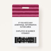 従業員カスタムの写真ロゴとバーコードのストライプ バッジ (裏面)