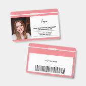 従業員カスタムの写真ロゴとベアコードテンプレート バッジ (正面&裏面)