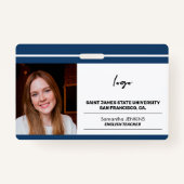 従業員カスタムの写真ロゴとベアコードテンプレート バッジ (正面)