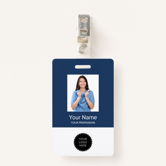 従業員カスタムの写真ロゴオフィス名タグバッジ バッジ (正面クリップ)