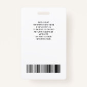 従業員カスタムの写真ロゴバーコード名バッジ バッジ (裏面)