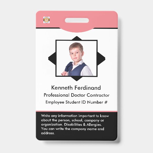 従業員カスタムの写真ロゴバーコード名バッジ バッジ (正面)