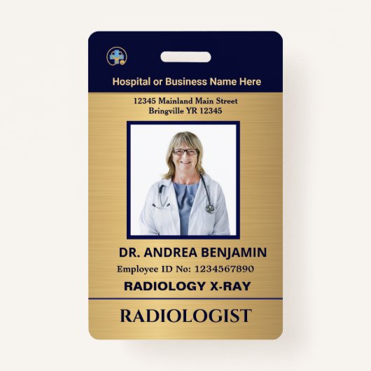 従業員カスタムの写真ロゴバーコード名バッジ バッジ (正面)