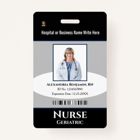 従業員カスタムの写真ロゴバーコード名バッジ バッジ (正面)