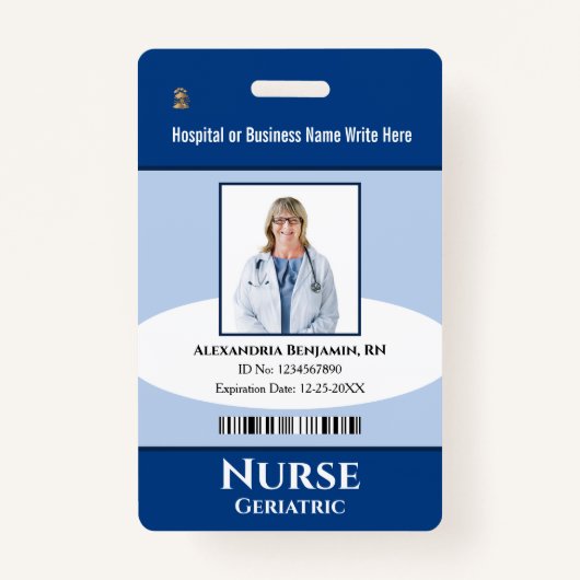 従業員カスタムの写真ロゴバーコード名 バッジ (正面)