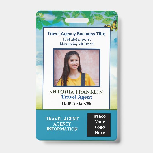 従業員カスタムの写真ロゴバーコード名 バッジ (正面)