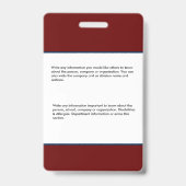 従業員カスタムの写真ロゴバーコード名 バッジ (裏面)