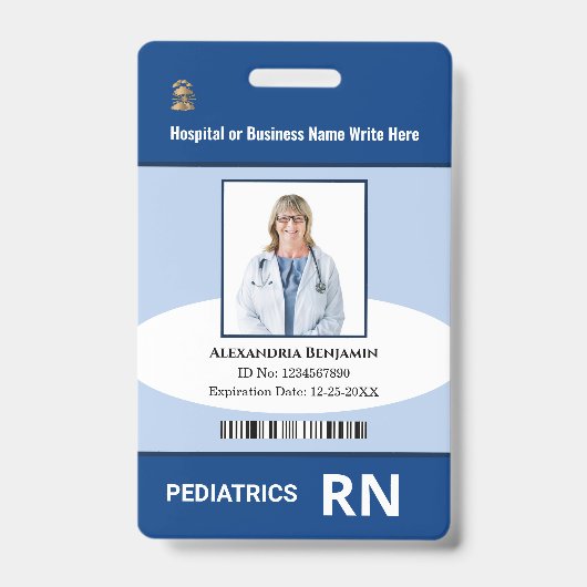 従業員カスタムの写真ロゴバーコード名 バッジ (正面)