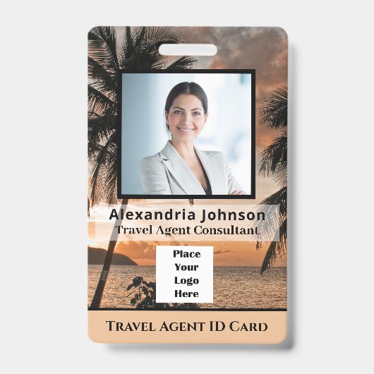 従業員カスタムの写真ロゴバーコード名 バッジ (正面)