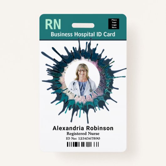 従業員カスタムの写真ロゴバーコード名 バッジ (正面)