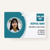 従業員カスタムの写真ロゴ名ID バッジ (正面)