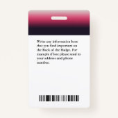 従業員カスタムの写真名ロゴバーコード バッジ (裏面)