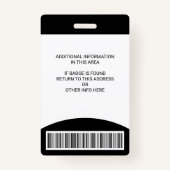 従業員カスタムの写真名ロールIDロゴバーコード バッジ (裏面)