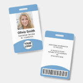 従業員カスタムの写真名ロールIDロゴバーコード バッジ (正面＆裏面)