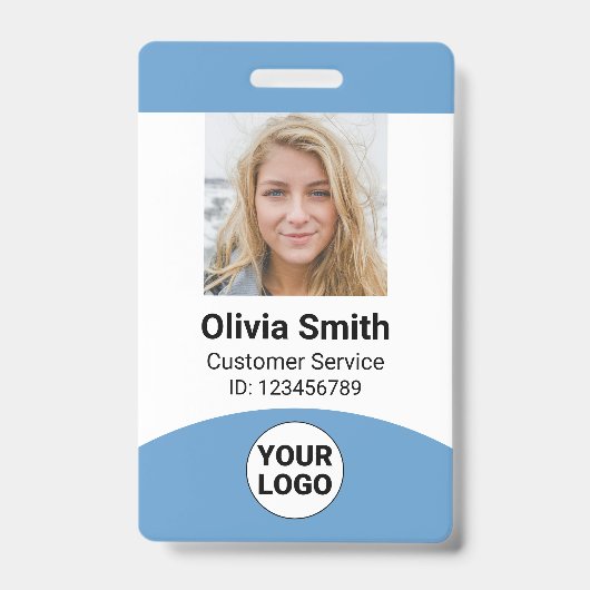 従業員カスタムの写真名ロールIDロゴバーコード バッジ (正面)