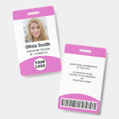 従業員カスタムの写真名ロールIDロゴバーコード バッジ (正面＆裏面)