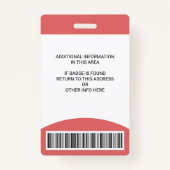 従業員カスタムの写真名ロールIDロゴバーコード バッジ (裏面)